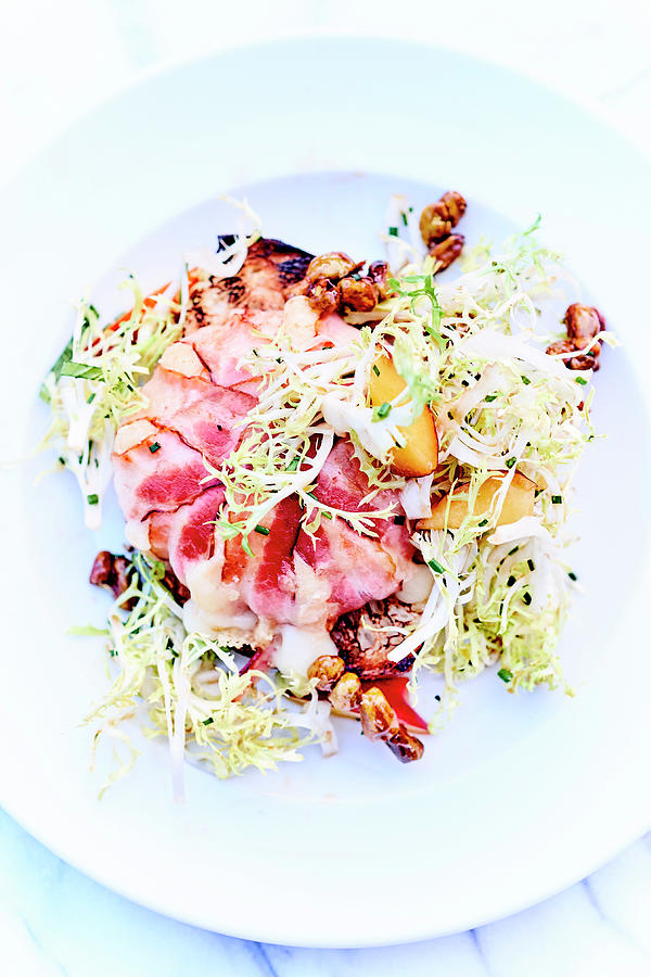Endive Salad With Walnuts And Maple Syrup And Roast Beef Carpccio Photograph by Amiel
