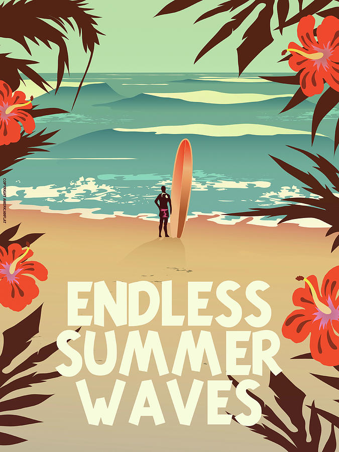 Endless Summer Waves Digital Art by American Flat