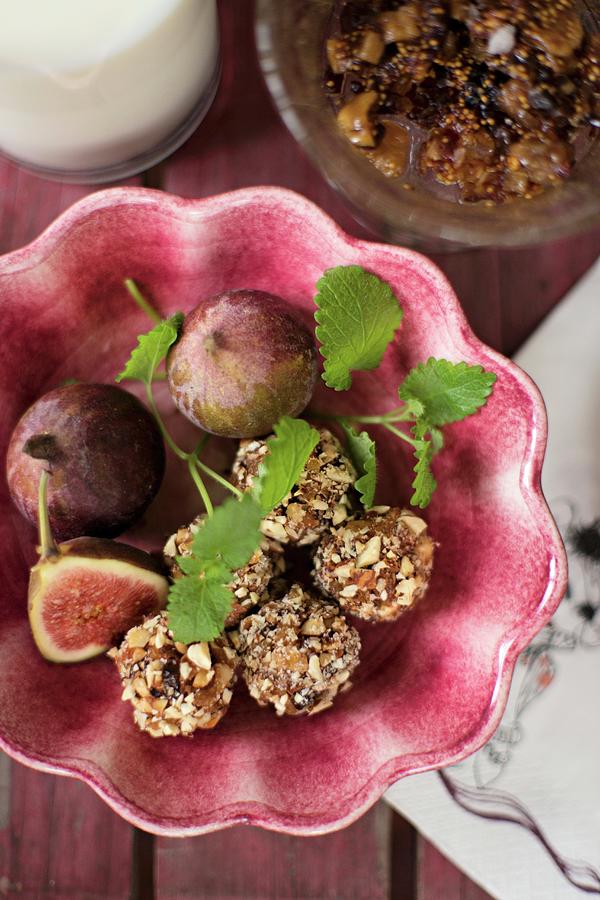 Energy Balls With Figs, Dates And Chopped Nuts Photograph by Cecilia Mller