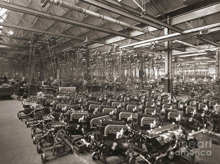 Engines Awaiting Assembly Into Vehicles Interior Wolseley Motors Birmingham Uk Photograph by Unknown Photographer