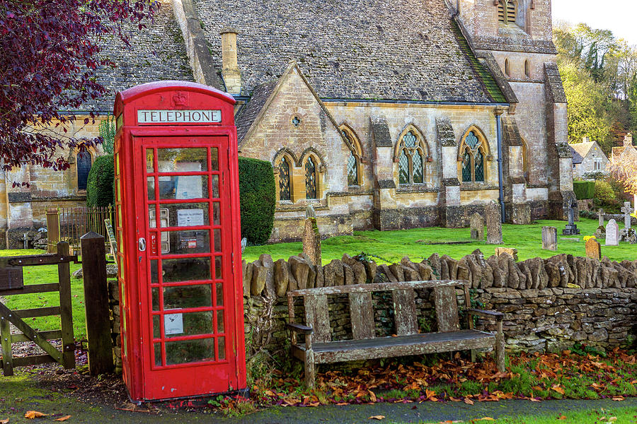 England, Cotswolds, Red Telephone Box Digital Art by Sebastian Wasek