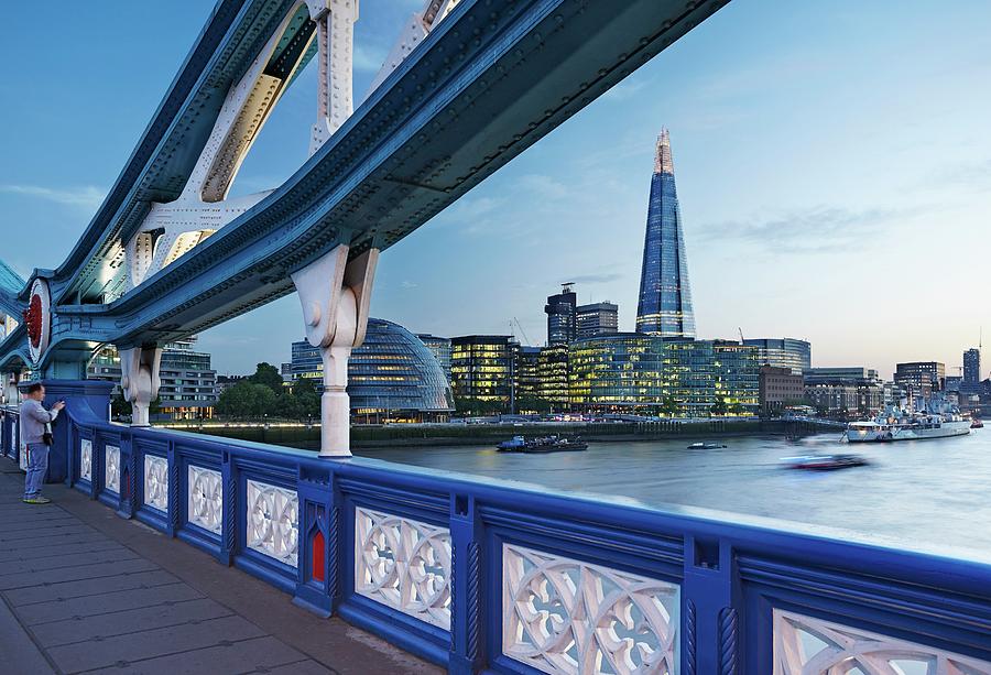 England, Great Britain, British Isles, London, City Of London, Tower Bridge, River Thames And The Shard Digital Art by Richard Taylor