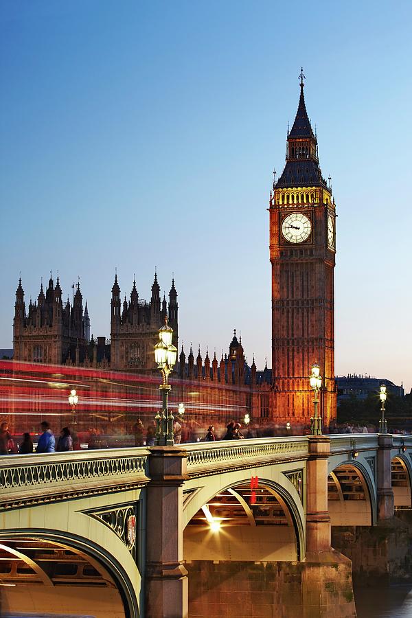 England, Great Britain, British Isles, London, City Of Westminster, Palace Of Westminster, Houses Of Parliament, Big Ben, Westminster Bridge, River Thames Digital Art by Richard Taylor