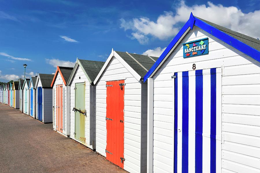 England, Great Britain, British Isles, Torbay, Devon, Goodrington Sands, Beach Huts Digital Art by Dave Porter