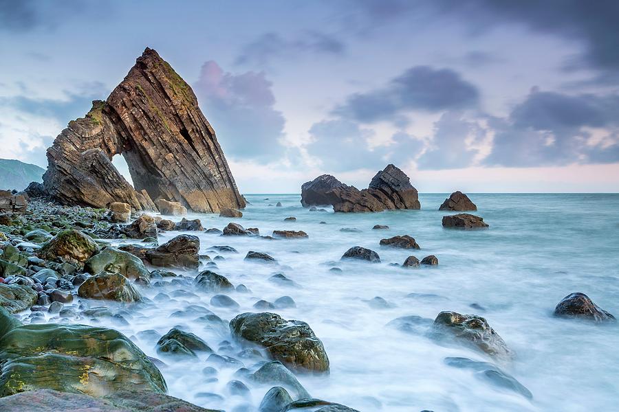 England, Great Britain, South West Coast Path, British Isles, Devon, Clovelly, Blackchurch Rock At Mouthmill Beach Digital Art by Sebastian Wasek