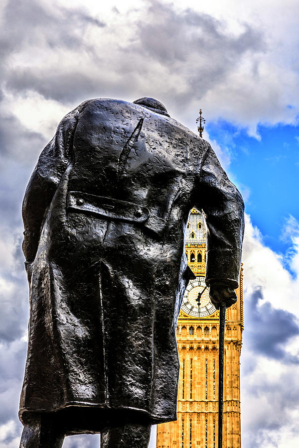 Big Ben Digital Art - England, London, Great Britain, City Of Westminster, Big Ben, The Statue Of W. Churchill And The Big Ben by Alessandro Saffo