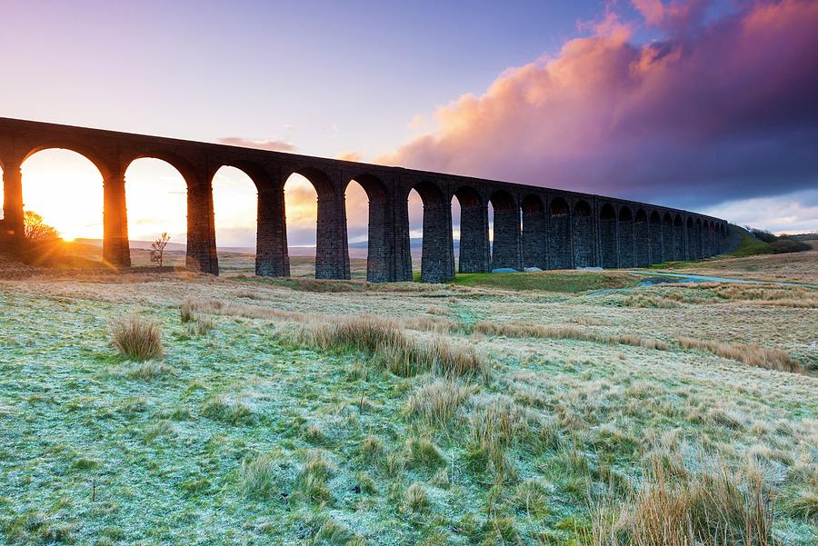 England, West Yorkshire, Great Britain, British Isles, Ribblehead Viaduct Digital Art by Jordan Banks