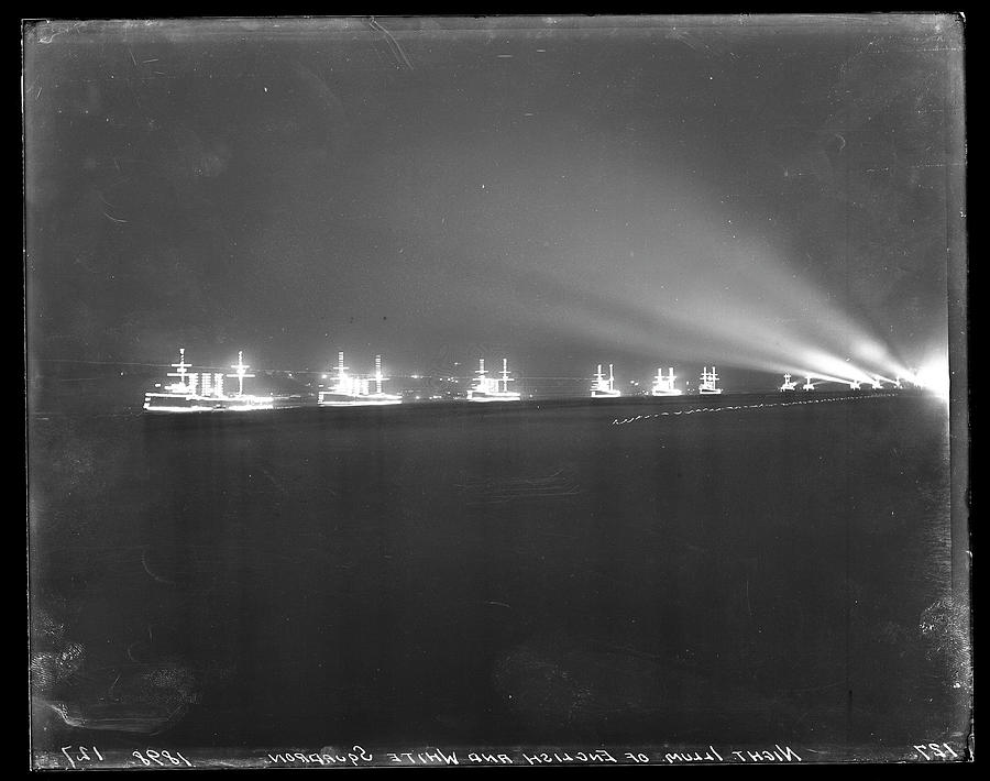 English And White Squadron Seen At Night Photograph by The New York Historical Society