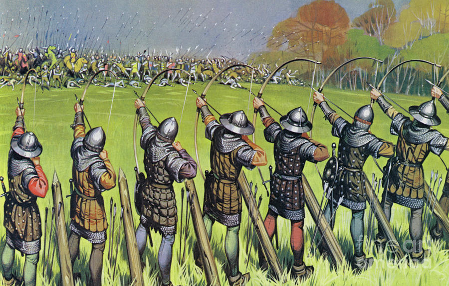 Tree Painting - English archers at The Battle Of Agincourt by Angus McBride