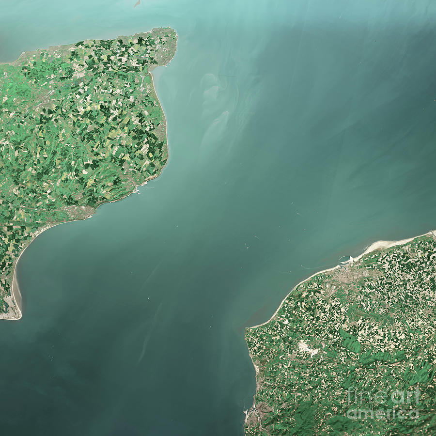Map Digital Art - English Channel 3D Render Aerial Top View May 2019 by Frank Ramspott