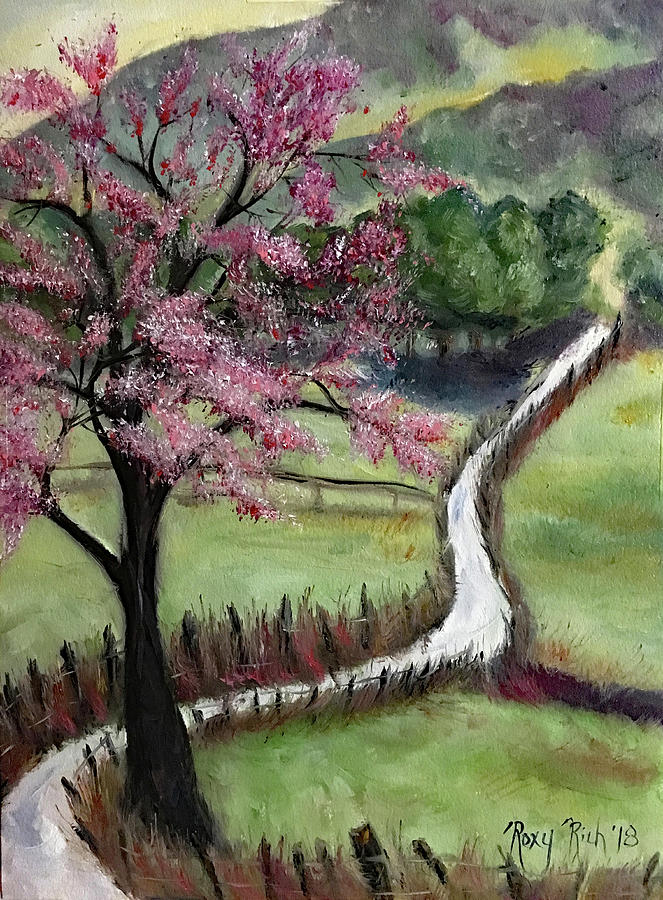 English Cherry Blossom Tree Painting by Roxy Rich