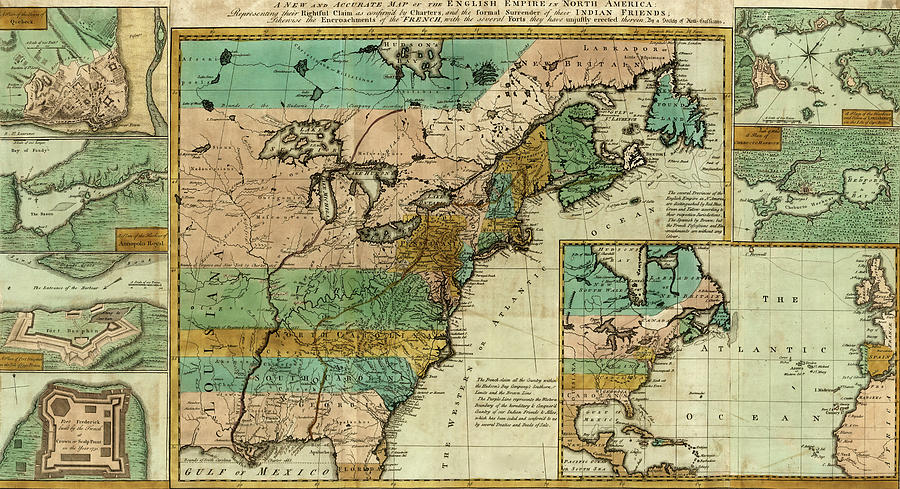 English Claims to North America - 1755 Painting by Society Anti-Galileans