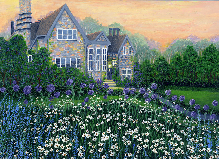 English Cottage Lg Painting by Bonnie B Cook - Pixels