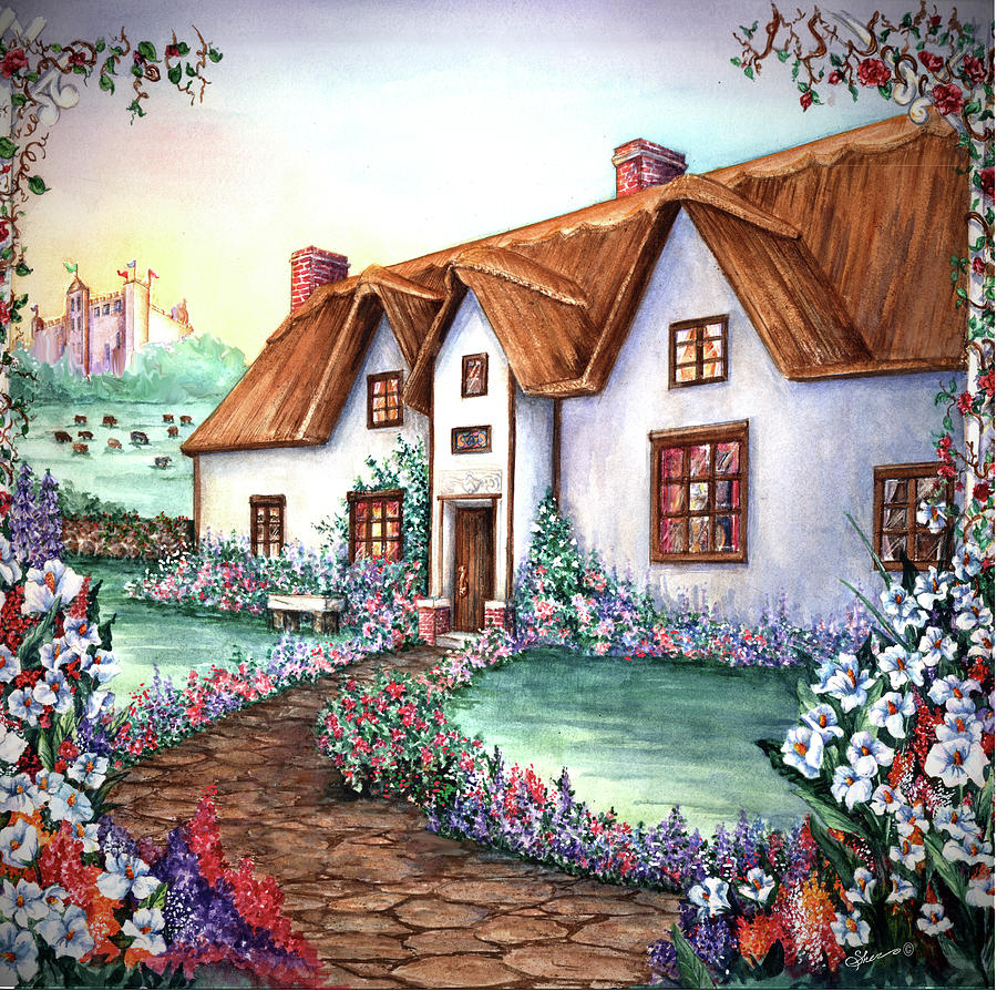 Flower Mixed Media - English Cottage by Sher Sester