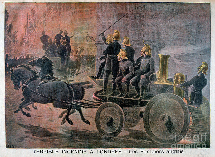 English Firemen Going To An Emergency Drawing by Print Collector