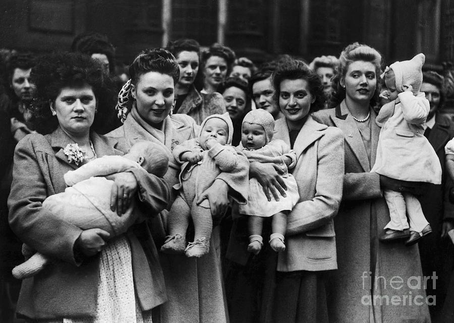 English Gi Wives Holding Babies by Bettmann