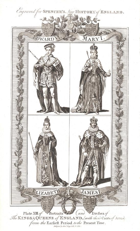 English Kings And Queens With Coats Drawing by Print Collector