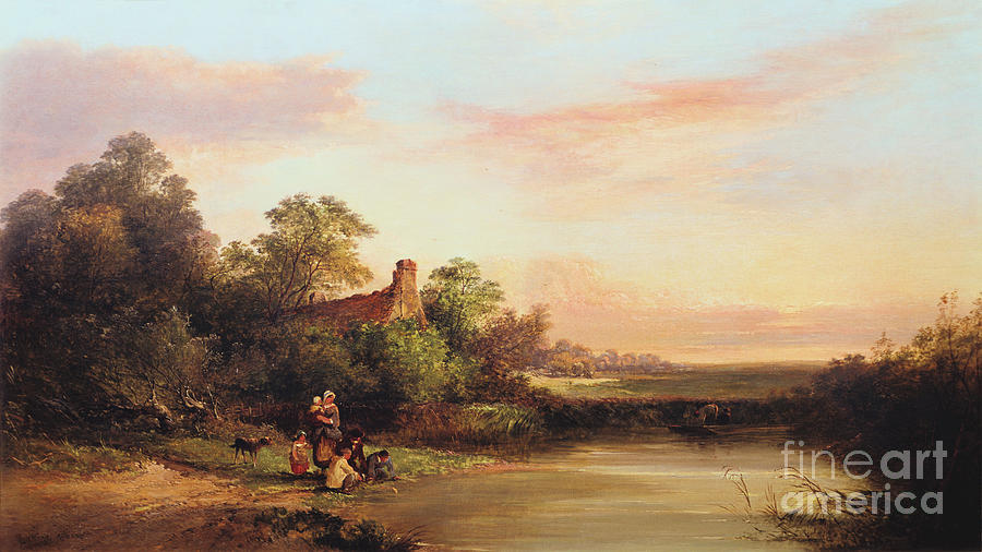 English Landscape With Cottage Drawing by Print Collector