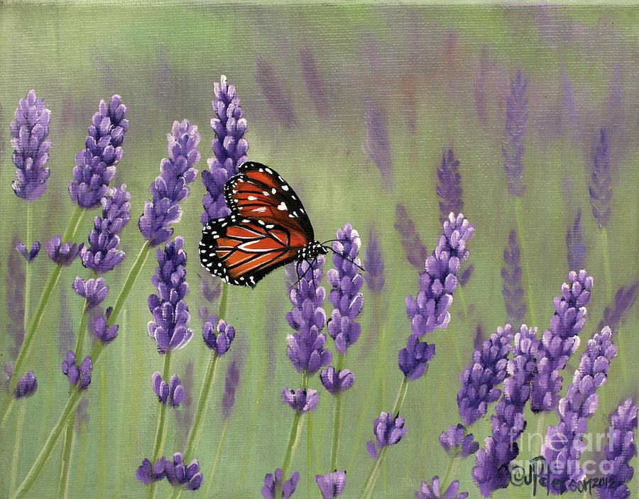 English Lavender and Butterfly Painting by Julie Peterson
