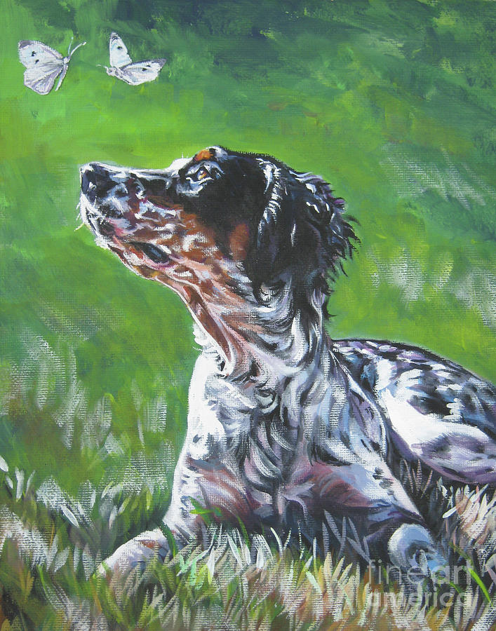 English Llewellin Setter Painting by Lee Ann Shepard