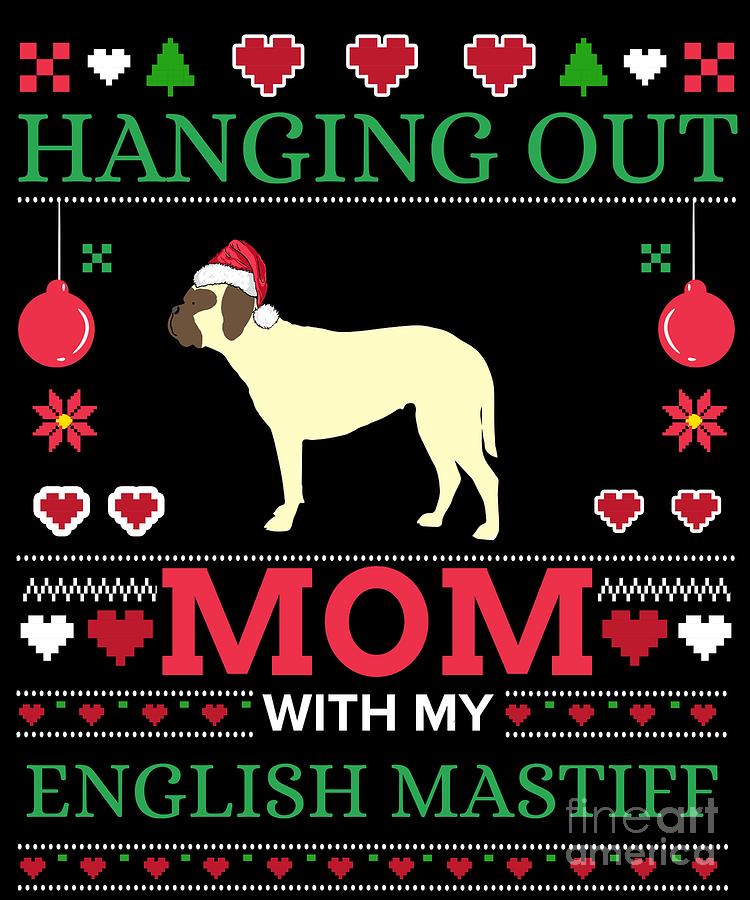 Christmas Digital Art - English Mastiff Ugly Christmas Sweater Xmas Gift by TeeQueen2603