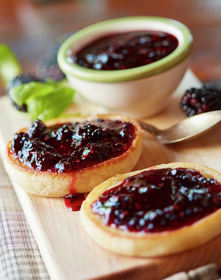 English Muffins With Mulberry Jam Photograph by Brenda Spaude