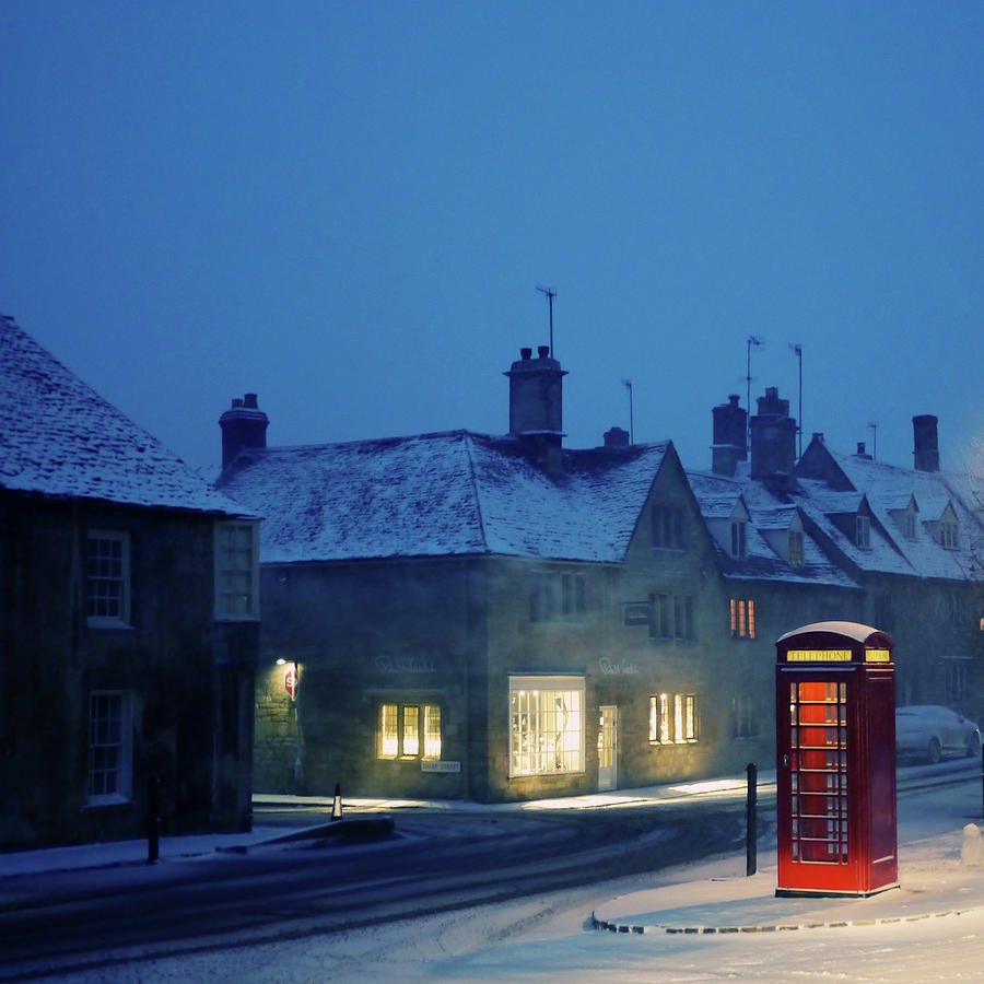 English Red Telephone Booth, In Snow Photograph by Andrew Lockie
