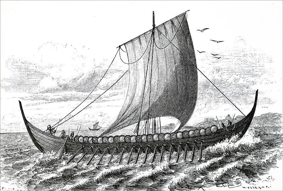 Engraving Depicting A Norse Viking Ship Photograph by Uig - Fine Art ...