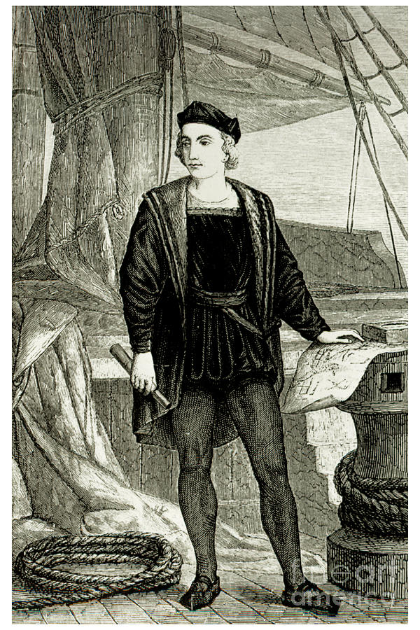 Engraving Of Christopher Columbus Aboard A Ship Photograph by Science Photo Library