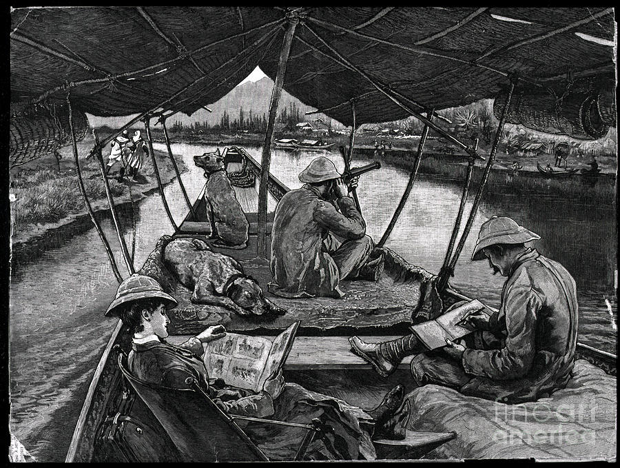 Engraving Of Men On Houseboat In India Photograph by Bettmann