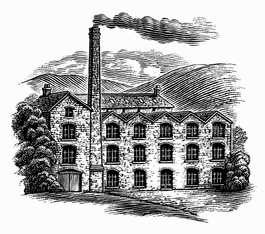 Engraving Of Old Fashioned Mill Building Photograph by Ikon Images