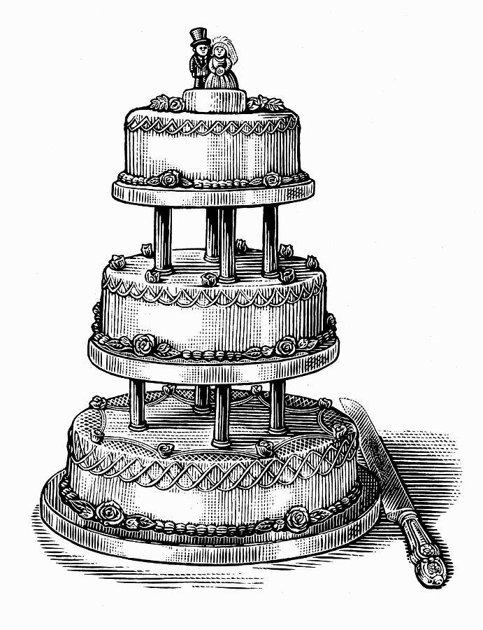 Engraving Of Tiered Wedding Cake Photograph by Ikon Images