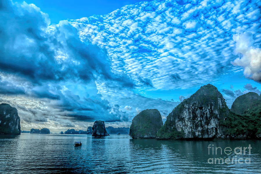 Enhanced Deep Blue Sky Vietnam Ha Long Bay  Photograph by Chuck Kuhn