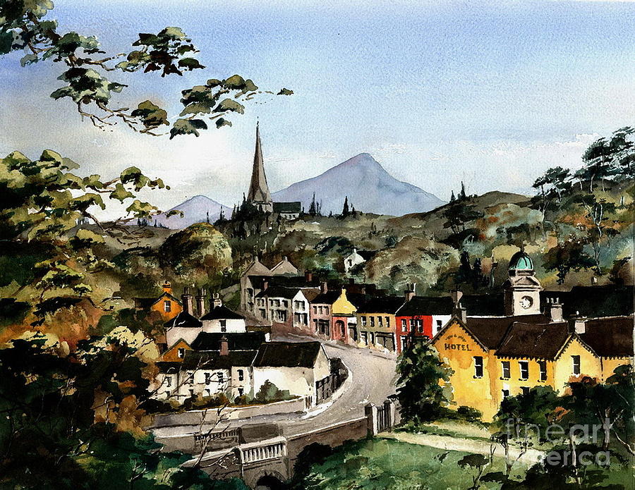 Enniskerry Village Birdseye, Wicklow. Painting by Val Byrne