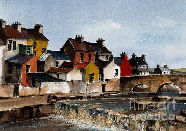 Ennistymon falls, Co. Clare Painting by Val Byrne