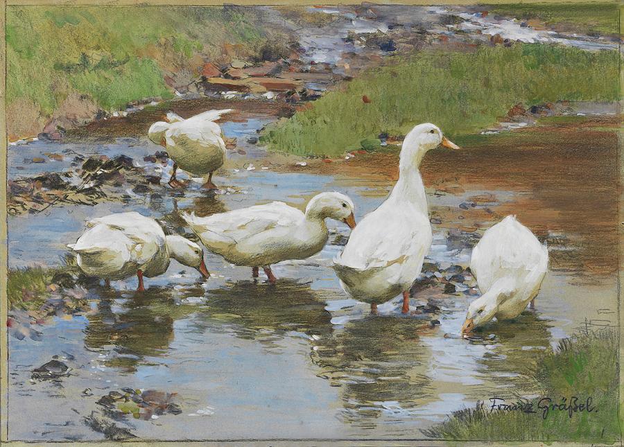 Enten Am Wasser Painting by Franz Grasse - Fine Art America