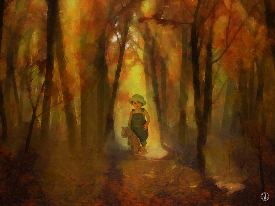 Entering the magic autumn forest Digital Art by Gun Legler