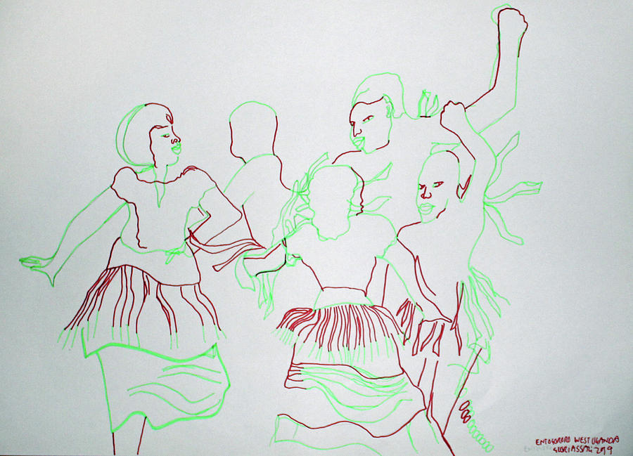 Entogororo Dance West Uganda Painting by Gloria Ssali
