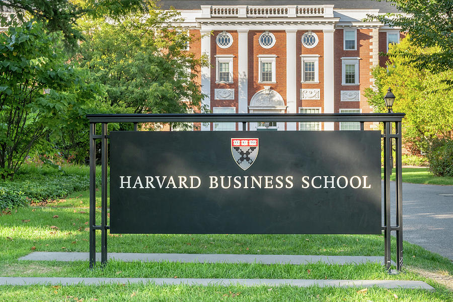 Entrance and Sign to Harvard Business School Photograph by Ken Wolter