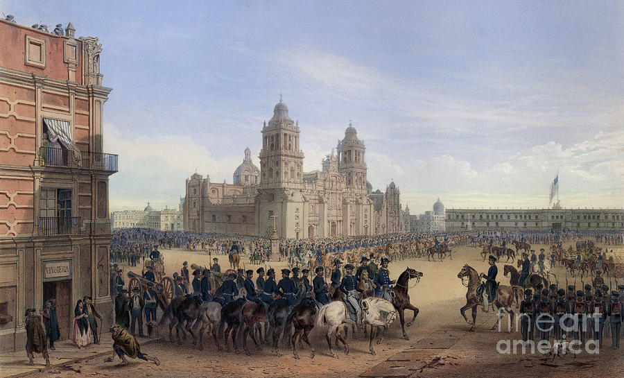 Entrance of General Scott into Mexico City Painting by Carl Nebel
