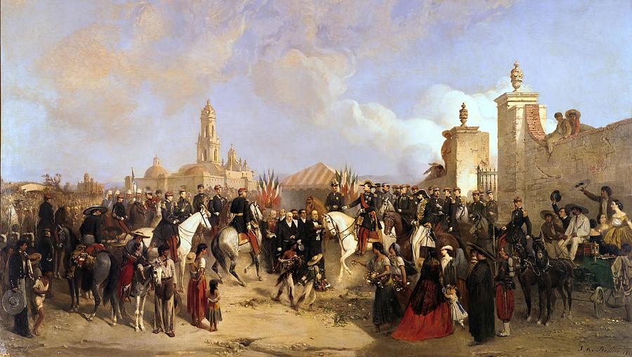 Entrance of the French Expeditionary Corps into Mexico City, 10th June 1863 - 1869. Painting by Jean Adolphe Beauce -1818-1875-