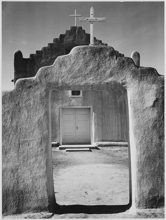 Entrance to Church Taos Pueblo National Historic Landmark Painting by Ansel Adams