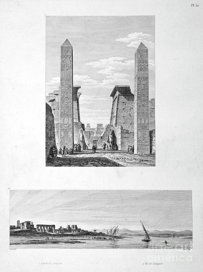 Entrance To Luxor Temple, And View Drawing by Print Collector