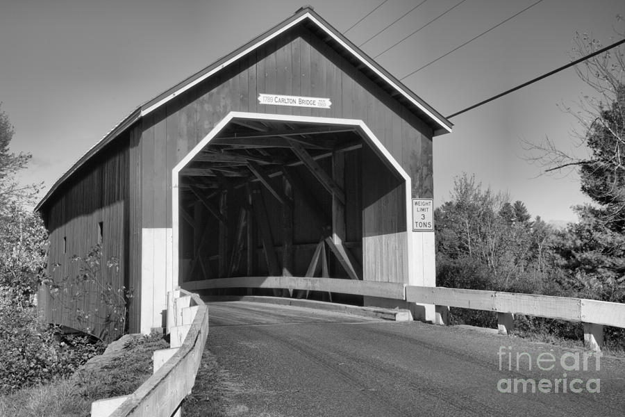 Entrance To The Carleton Covered Bridge Back And White Photograph by Adam Jewell