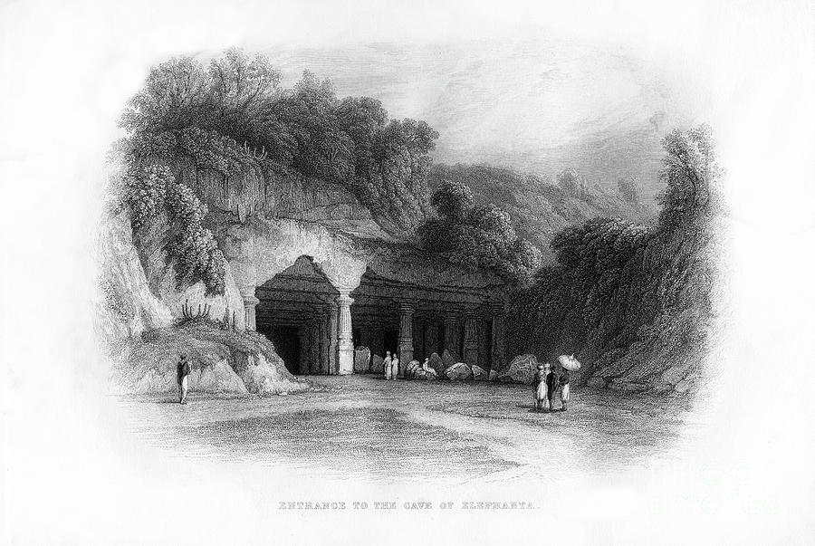 Entrance To The Elephanta Caves Drawing by Print Collector
