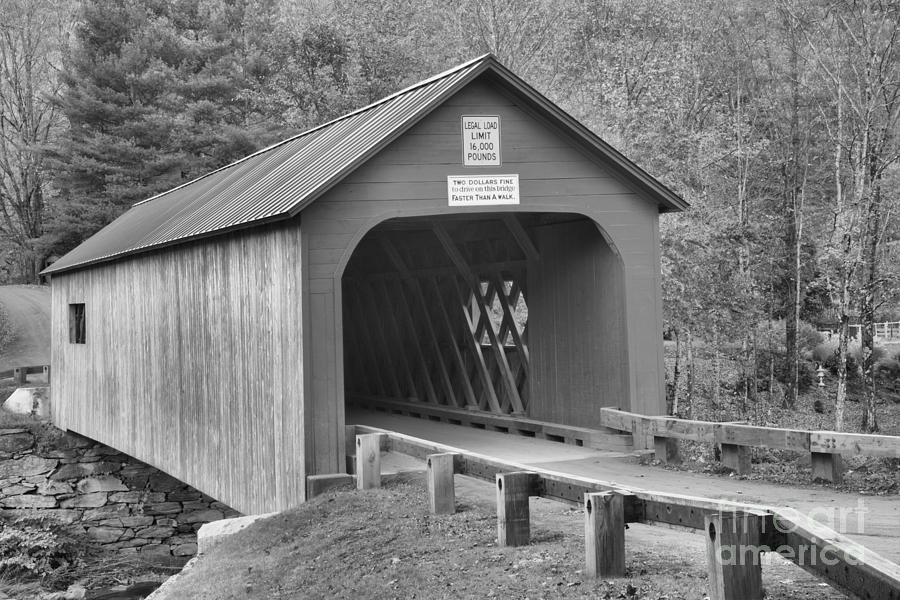 Entrance To The Green River Covered Bridge Black And White Photograph by Adam Jewell