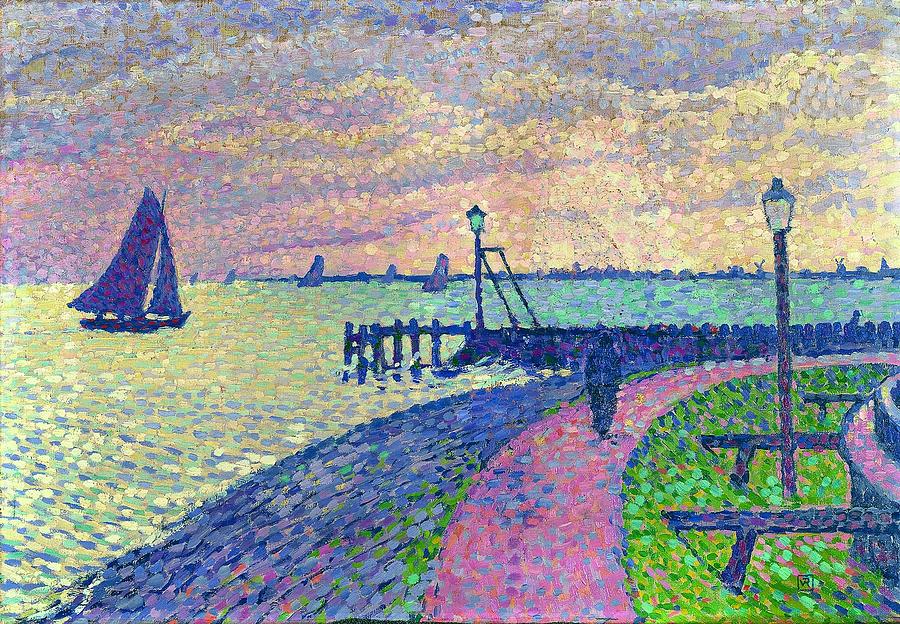 Entrance to the Port of Volendam Theo Van Rysselberghe Painting by Celestial Images