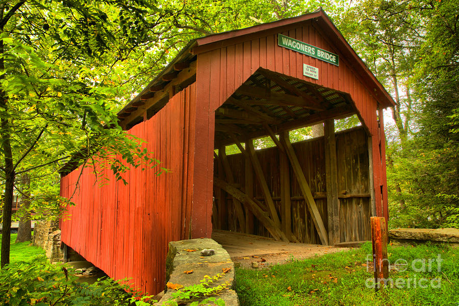 Entrance To The Wagoner Covered Bridge Photograph by Adam Jewell