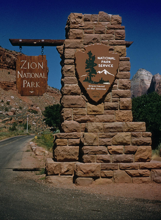 Entrance to Zion National Park, Utah - UTAH300 00205 Photograph by ...