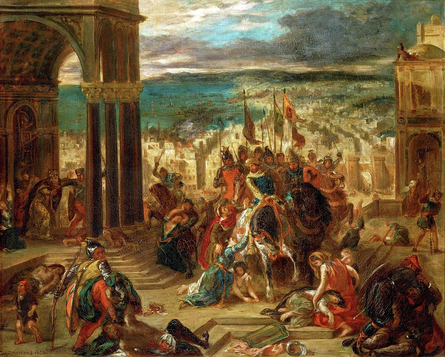 Entry of the Crusaders in Constantinople, 1840, Oil on canvas, 498 x 410 cm,... Painting by Eugene Delacroix -1798-1863- Entry of the Crusaders in Constantinople, 1840, Oil on canvas, 498 x 410 cm,... Painting by Eugene Delacroix -1798-1863-